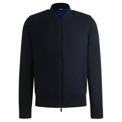 Boss P-Eflano Regular-Fit Knitted Bomber Jacket in Dark Blue