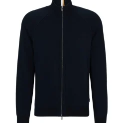 Boss Perrone Knit Funnel Neck Waist Length Top in Blue