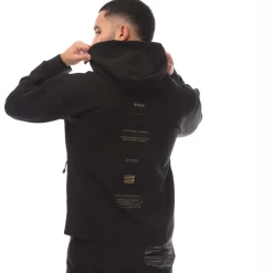 Boss Printed Artwork Zip-Up Hoodie in Black