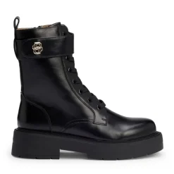 Boss Rebby Block Heel Motorcycle Boots in Black
