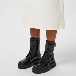 Boss Rebby Block Heel Motorcycle Boots in Black