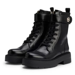 Boss Rebby Block Heel Motorcycle Boots in Black