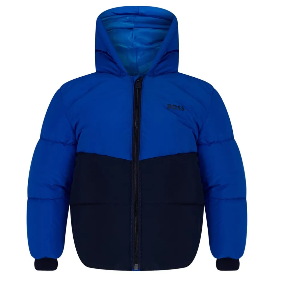 Boss Regular Fit Puffer Jacket in Blue