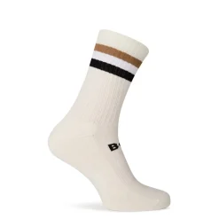 Boss Rib Stripe Crew Socks in White