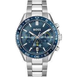 Boss Runner Chronograph Watch in Silver