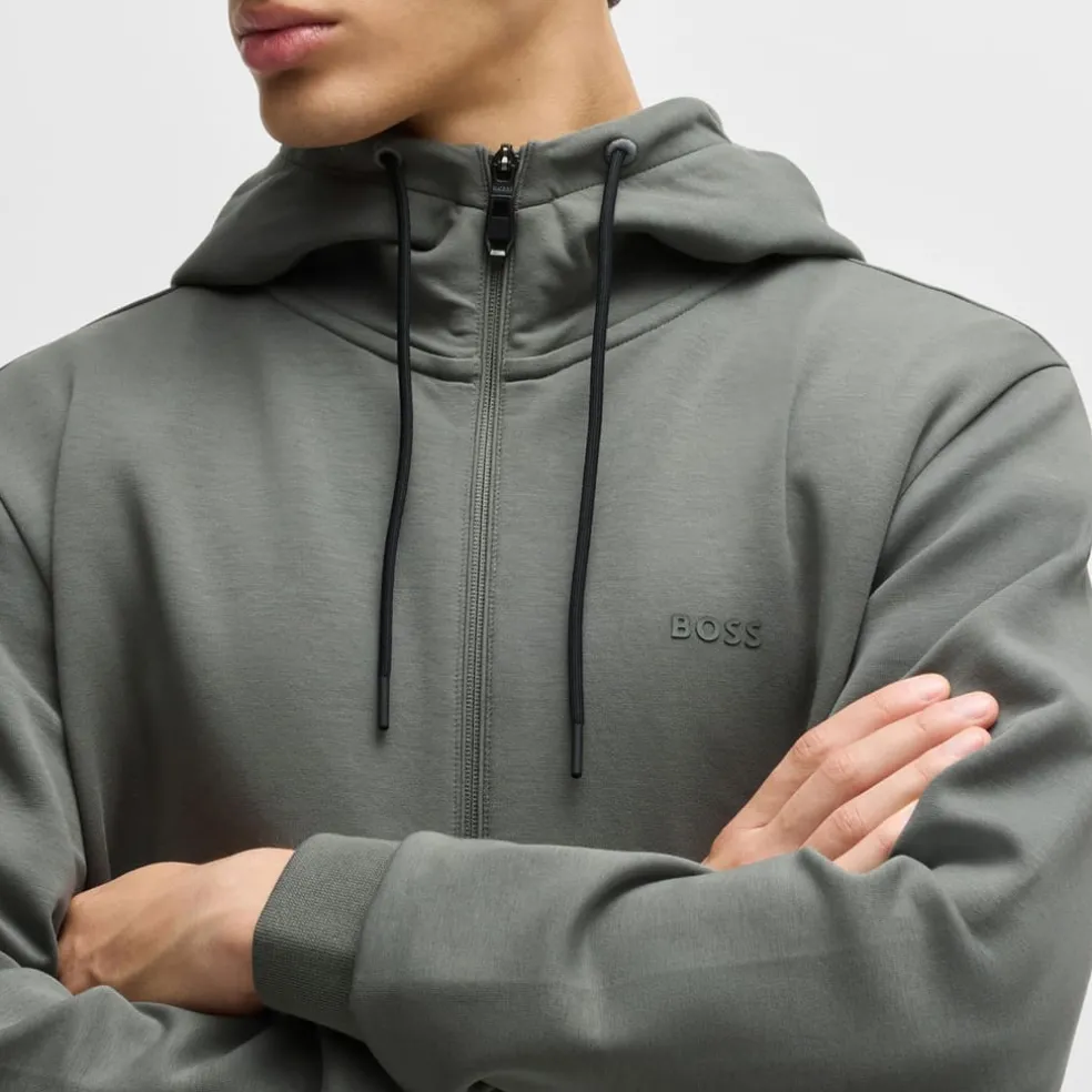 Boss Saggy Zip-Up Hoodie in Grey