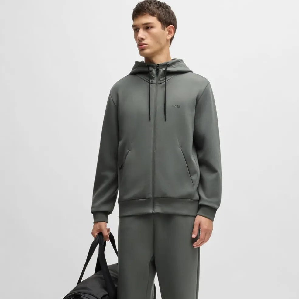 Boss Saggy Zip-Up Hoodie in Grey