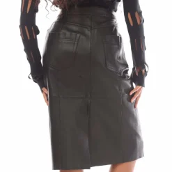 Boss Selara Leather Skirt in Black