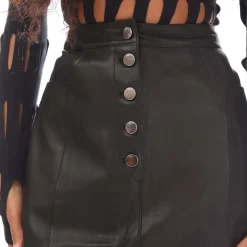 Boss Selara Leather Skirt in Black