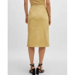 Boss Selavie Leather Pencil Skirt in Yellow