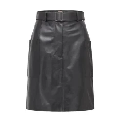 Boss Semita Leather Skirt in Black