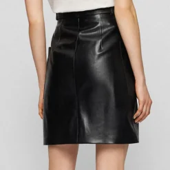Boss Semita Leather Skirt in Black