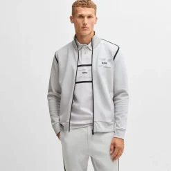 Boss Skaz Tape Full-Zip Sweatshirt in Grey