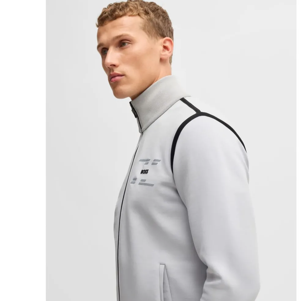 Boss Skaz Tape Full-Zip Sweatshirt in Grey