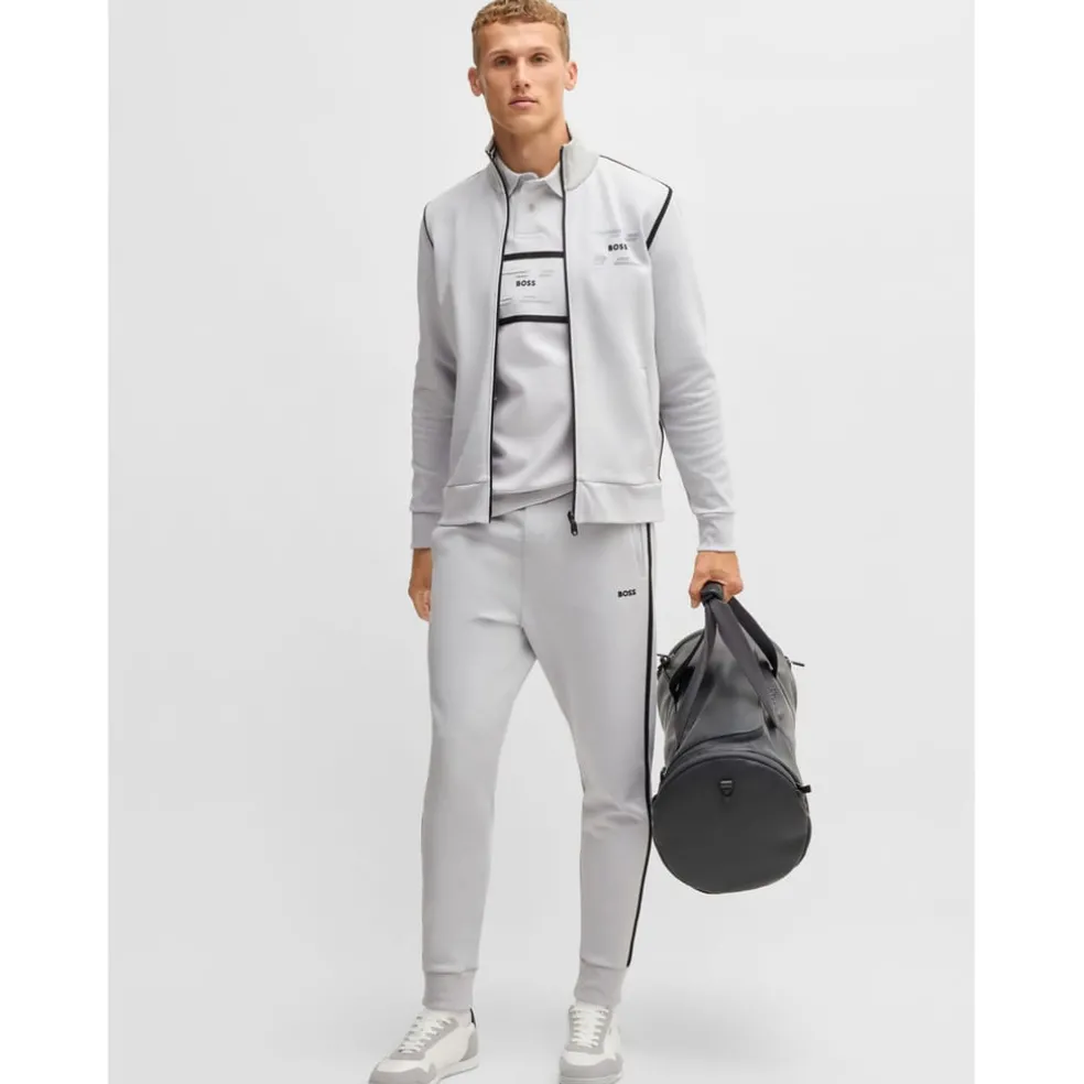 Boss Skaz Tape Full-Zip Sweatshirt in Grey