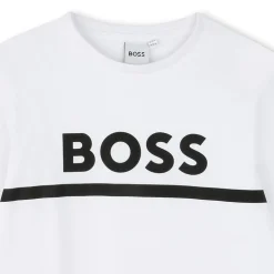 Boss Sleeve Logo Print T-Shirt Junior Boys in White