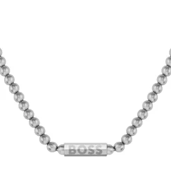 Boss Sphere Metal Bead Necklace in Silver