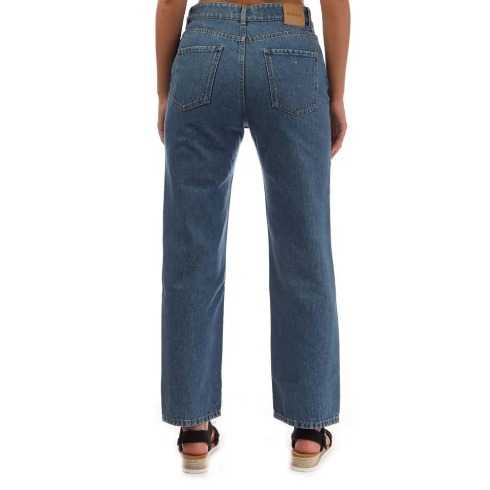Boss Straight-Fit Cropped Jeans in Blue