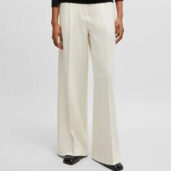 Boss Tacarana Pleat Front Trousers in White
