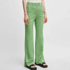 Boss Terela Slim-Fit Flared Trousers in Green