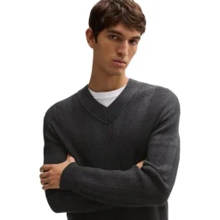 Boss V-Neck Regular Fit Sweater in Grey