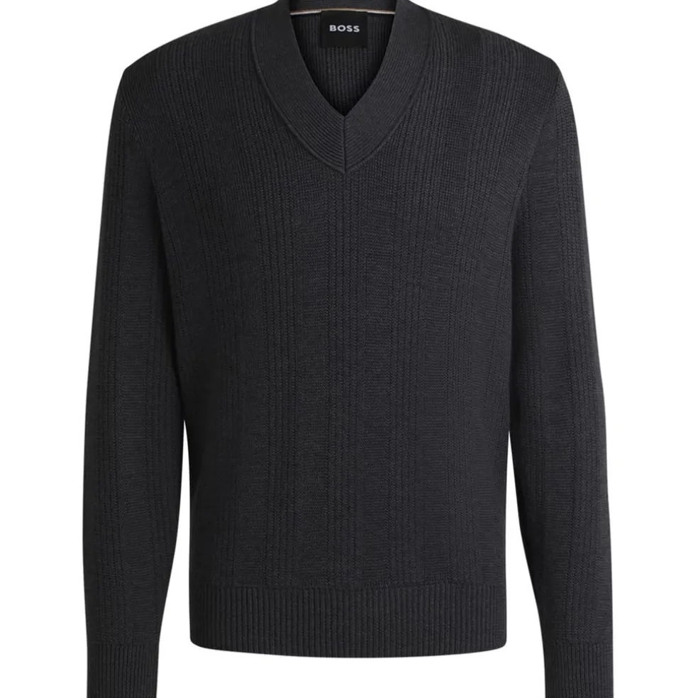 Boss V-Neck Regular Fit Sweater in Grey