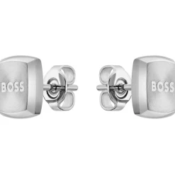 Boss Yann Stainless Steel Square Earrings in Silver