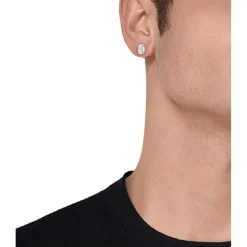 Boss Yann Stainless Steel Square Earrings in Silver