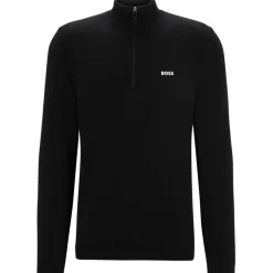 Boss Zip Neck Regular Fit Sweater in Black