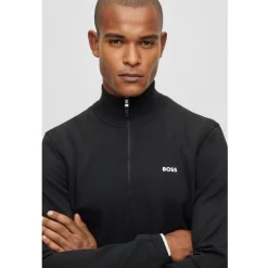 Boss Zip Neck Regular Fit Sweater in Black