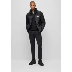 Boss Zip Neck Regular Fit Sweater in Black