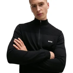 Boss Zip Neck Regular Fit Sweater in Black
