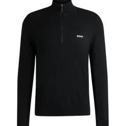 Boss Zip Neck Regular Fit Sweater in Black