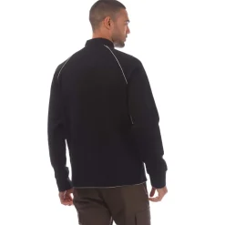 Boss Zip-Neck Sweatshirt with Embossed Artwork in Black