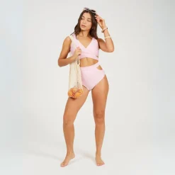 Brave Soul Bikini Top With Wrap Around Ties in Pink