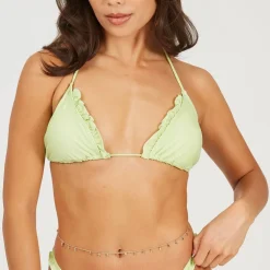 Brave Soul Bikini Top With Frill in Green