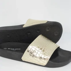 Brave Soul Crocodile Strap Slider in Gold
