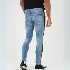 Brave Soul Denim Jean With Side Tape Detail in Blue