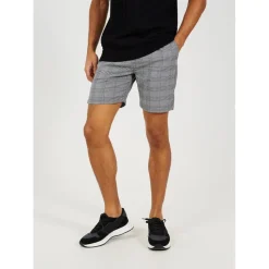 Brave Soul Dyed Check Shorts in Grey