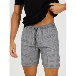 Brave Soul Dyed Check Shorts in Grey