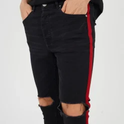 Brave Soul Fit Jeans With Contrast Side Seam Tape Detail in Grey