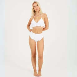 Brave Soul Halter Neck Triangle Bikini Top in White