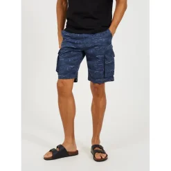 Brave Soul Palm Tree Print Shorts in Blue