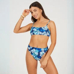 Brave Soul Print High Waisted Bikini Bottoms in Multi
