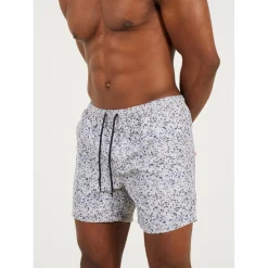 Brave Soul Print Swim Shorts in Grey