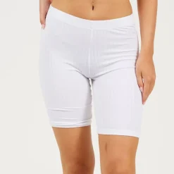 Brave Soul Ribbed Cycling Shorts in White