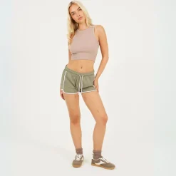 Brave Soul Running Shorts With Contrast Binding in Green