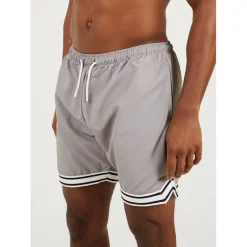Brave Soul Short With Stripe in Grey
