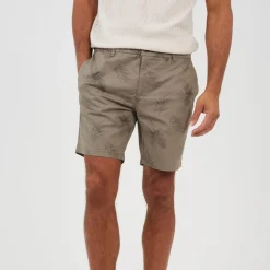 Brave Soul Shorts With Leaf Print in Grey