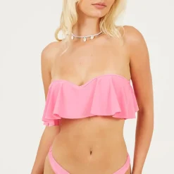 Brave Soul Structured Bikini Top in Pink